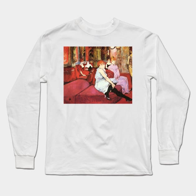 Henri de Toulouse Lautrec- In the Salon of Rue des Moulins Long Sleeve T-Shirt by SybaDesign